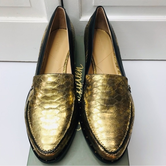 EIGHT FIFTEEN Patti Gold Leather Loafers Size 7.5 - Picture 3 of 10